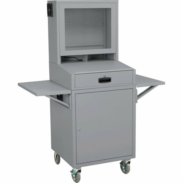 Global Industrial Mobile LCD Computer Cabinet, Complete Bundle, Dark Gray 239115CGY